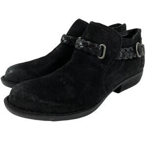 Born Nolina Leather‎ Suede Ankle Boots Black Women’s Size 6M
